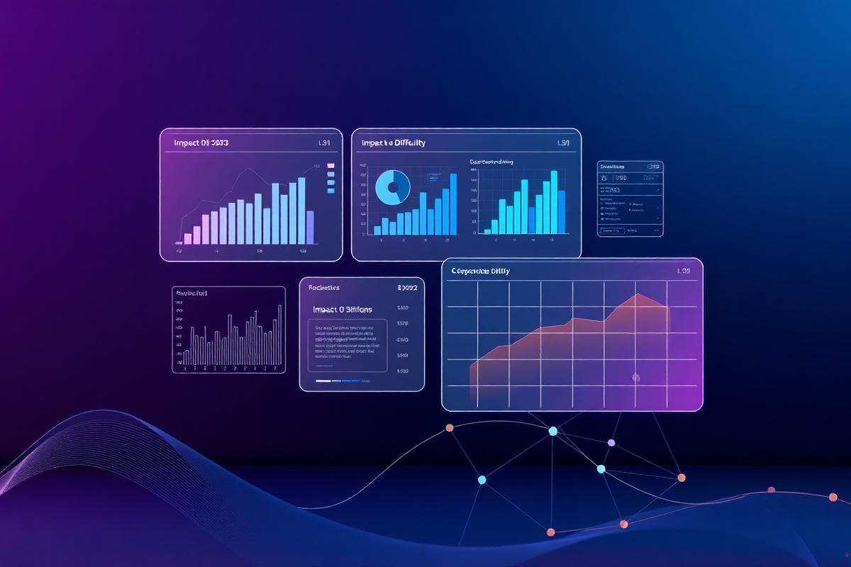 Panel analítico con matriz de impacto y dificultad para proyectos de IA