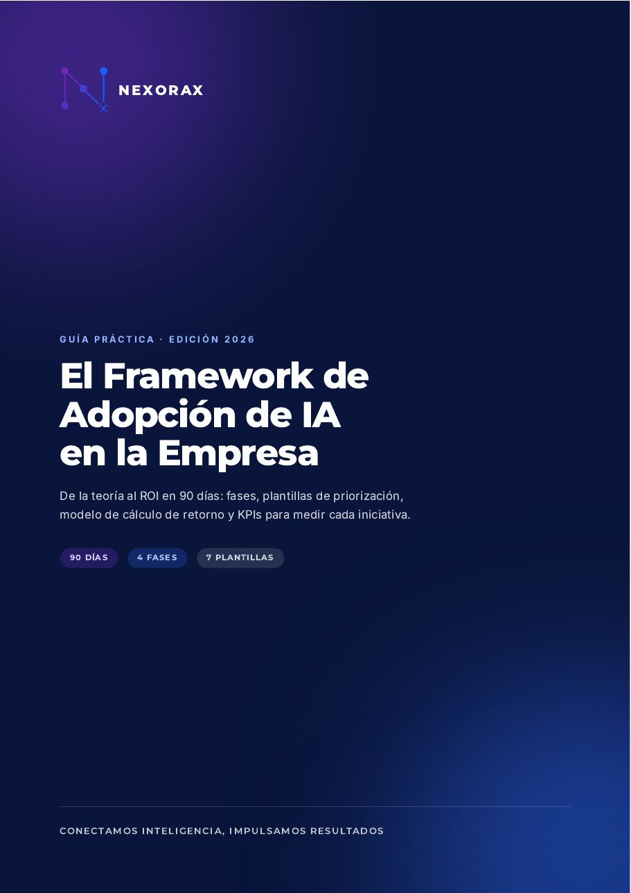 Página 1 de la guía Framework de Adopción de IA en 90 días de NexoraX